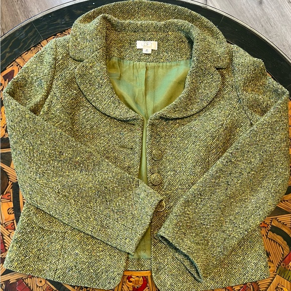 Ann Taylor Olive Tweed Blazer - Picture 2 of 4